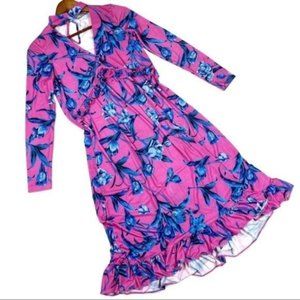 ASOS Slinky Floral Choker Neck Ruffle Midi dress